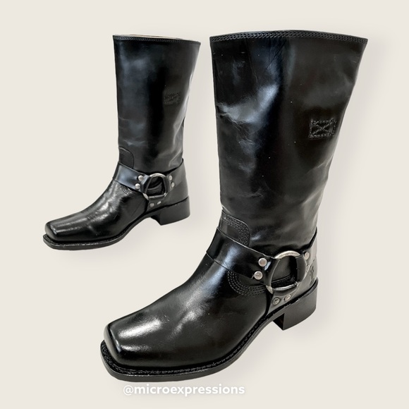RARE Frye 150th ANNIVERSARY Harness 12R Black Leather Moto Cowboy Rodeo Boots - Picture 12 of 16
